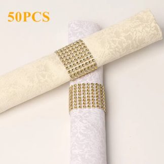 50Pcs Sparkling Rhinestone Napkin Rings